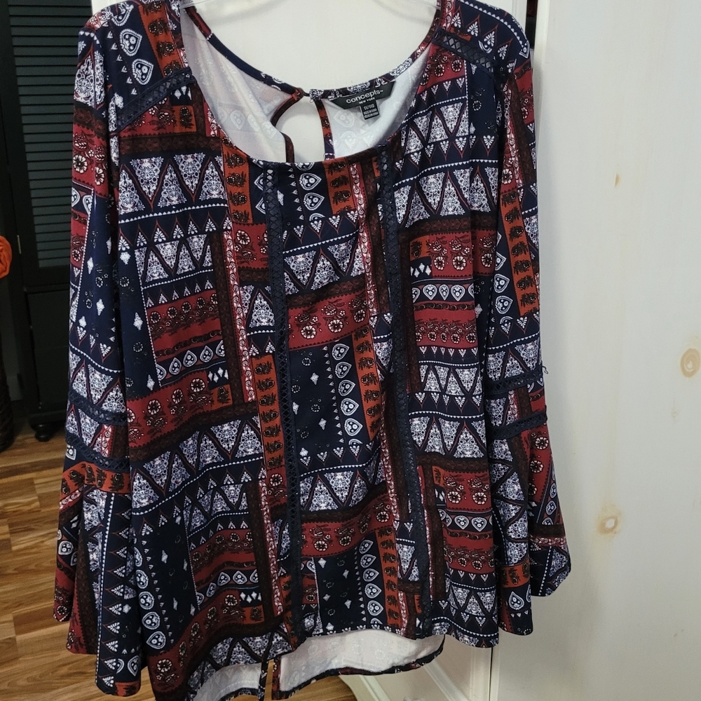 Bell sleeve top plus size